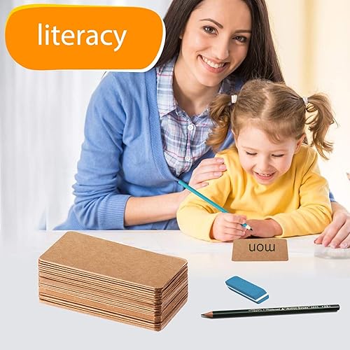 Miniatura 5 de Primbeeks 300 tarjetas de papel kraft en blanco de alta calidad, tarjeta de palabras disponible de doble cara, tarjetas de visita de 3.5 x 2.2