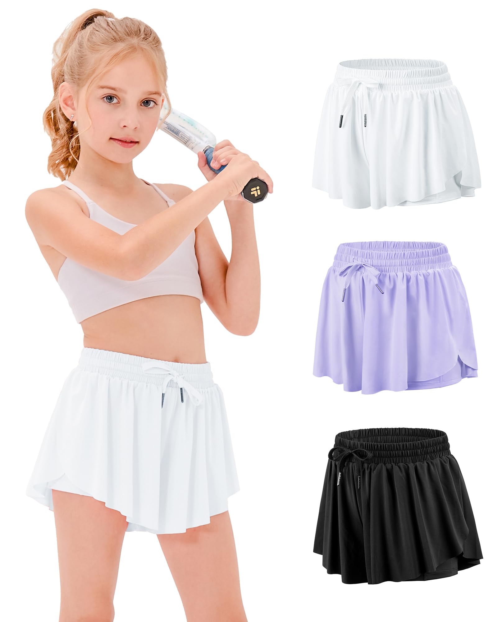Stelle Girls Butterfly Shorts with Pockets Athletic Running Sports Skirt
