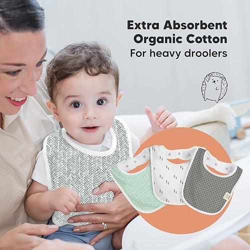 Miniatura 5 de KeaBabies Paquete de 8 baberos orgánicos para bebés para niñas y niños y baberos orgánicos para bebés, baberos de dentición para niños y niñas,