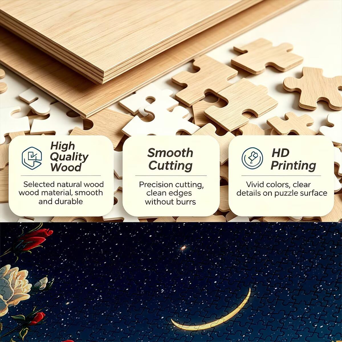 Puzzle 1000 Pezzi, Puzzle Fiore, Legno Pezzi, Regalo Donna Uomo -10473
