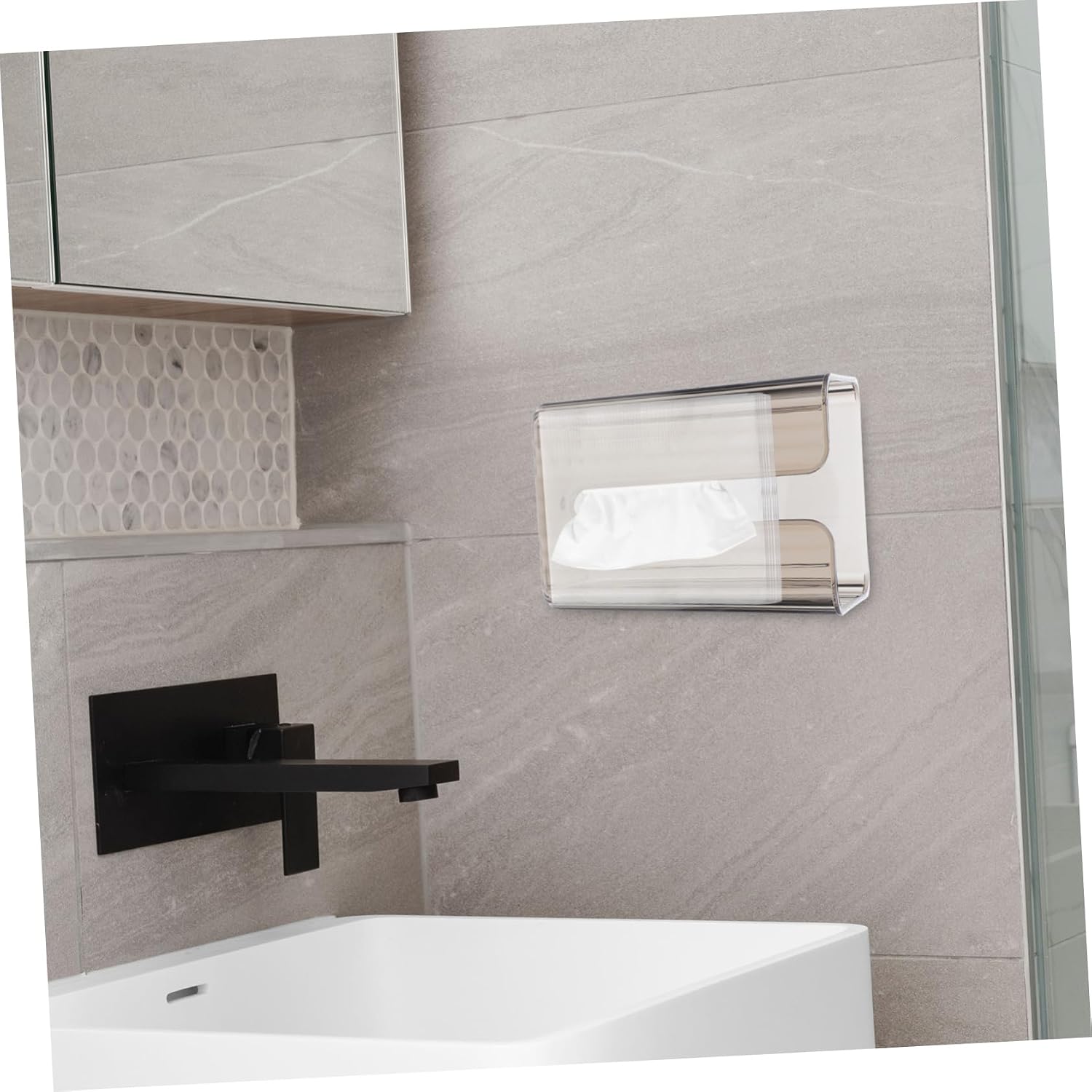 Wall Tissue Box Holder, PET Bathroom Dispenser for Home Cafes image 5