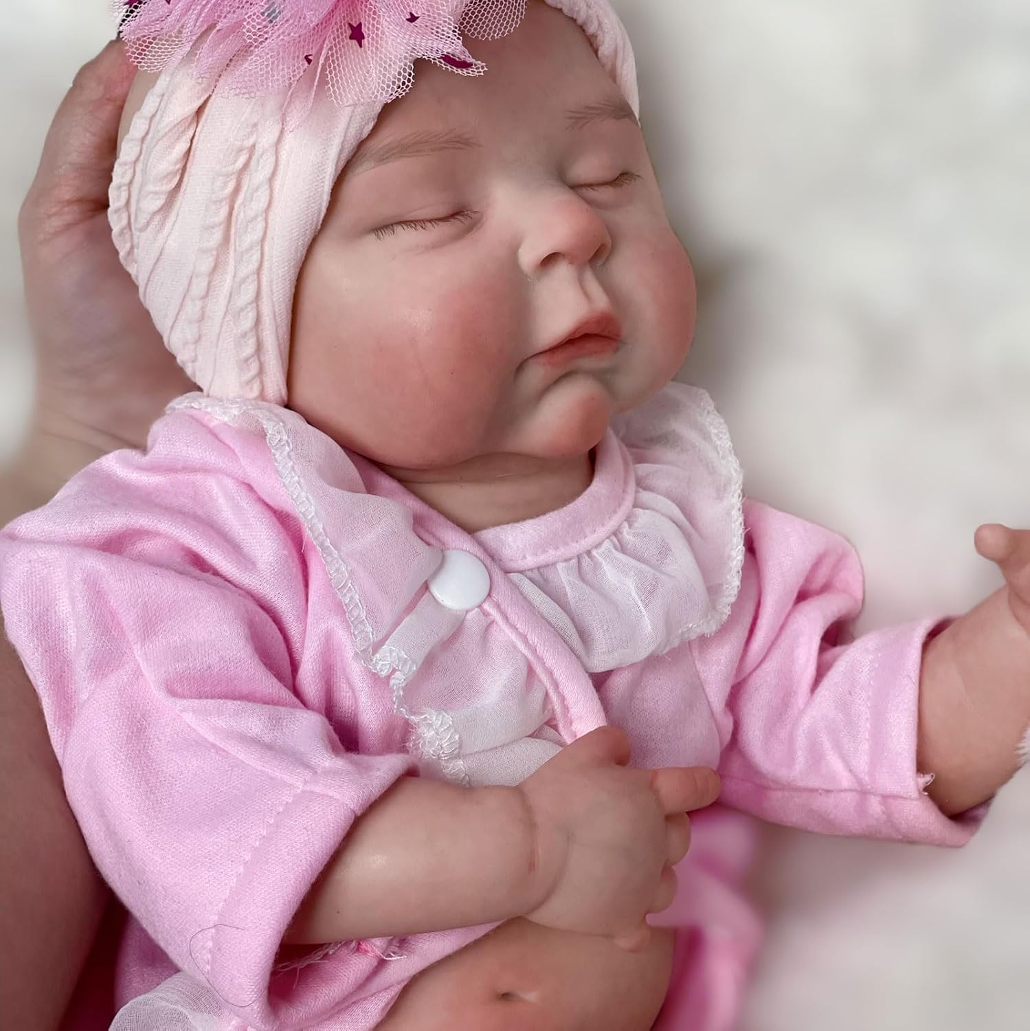 18inch Soft Silicone Baby Doll Full Body Girl Lifelike Sleeping Reborn Dolls Closing Eyes Hand Painted Realistic Doll for Kids Anatomically Correct