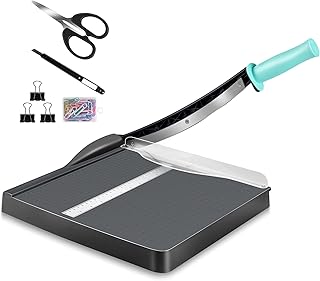 Paper Cutters,Hmseng A4 Paper Trimmer with Safety Guard, 12" Cut Length Paper Cutting Board, Guillotine Trimmer with 16 Sheets Capacity Paper for Scrapbooking Craft, Paper, Coupon, Label, Cardstock-BL