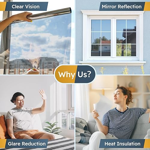 Miniatura 83 de rabbitgoo Película de privacidad para ventana, 3D decorativa vitral, adherencia estática, bloqueo solar, adhesivo de vinilo extraíble, carámbanos