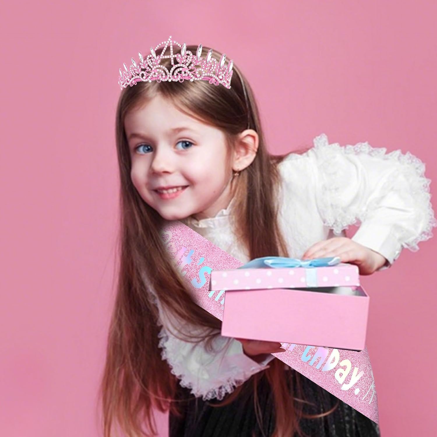 YARIEW Birthday Decorations Glitter Sash and Crown Kit, Sparkle Birthday Tiara Crown and Sash Party Outfit Accessory - Image 4