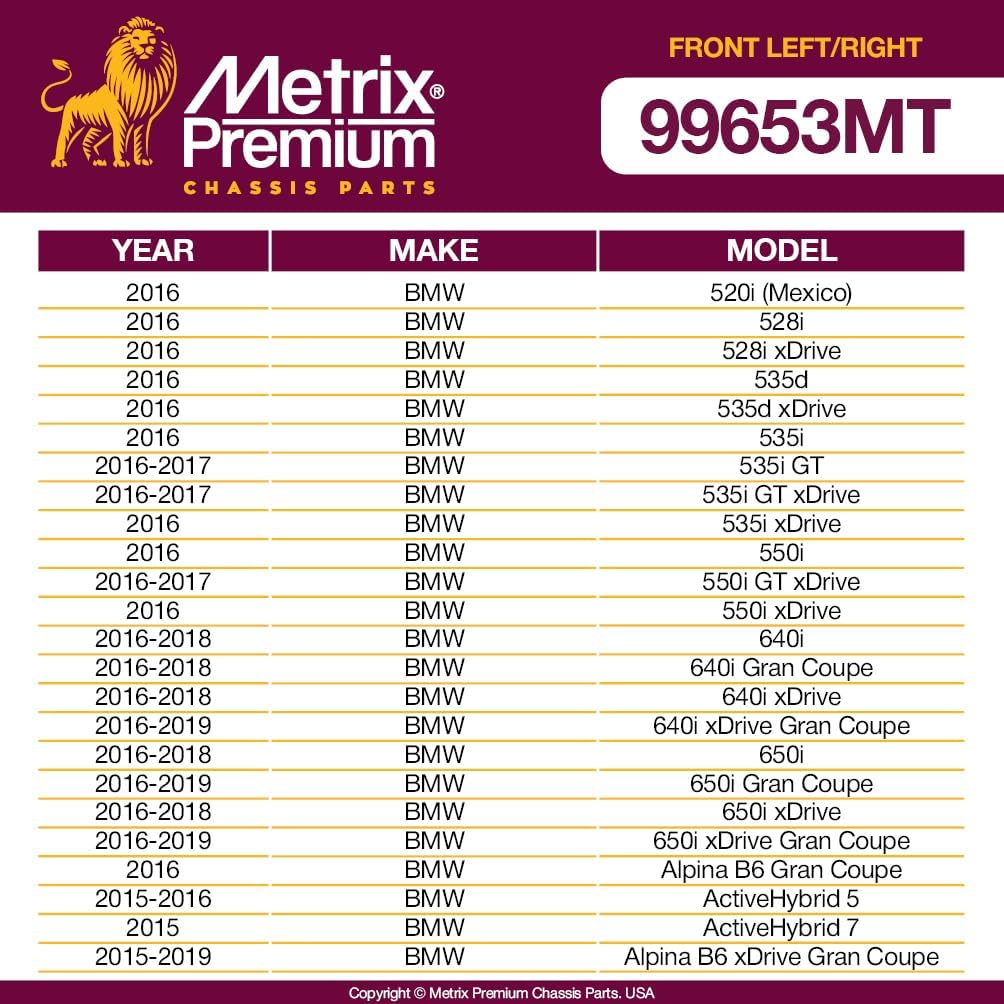 Metrix Premium Chassis Parts - Front Left & Right Tie Rod End Assembly Kit Fits 11-16 BMW 528i, 13-14 528i xDrive, 16-17 535i GT, 14-20 Ghost, EV800923