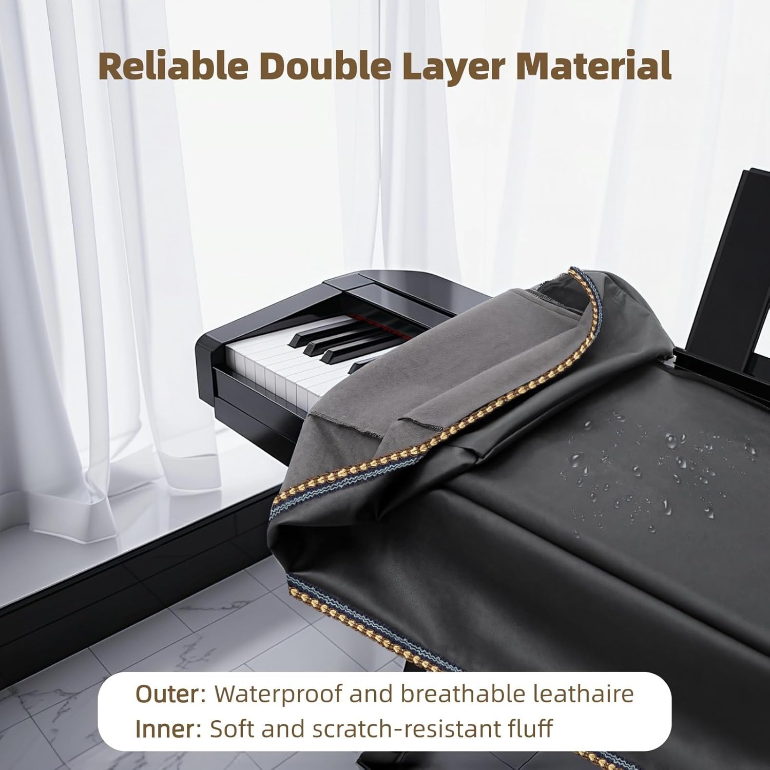 88-Key Black Leather Piano Keyboard Cover, Waterproof And Dustproof Protective Cover For Most Digital Pianos