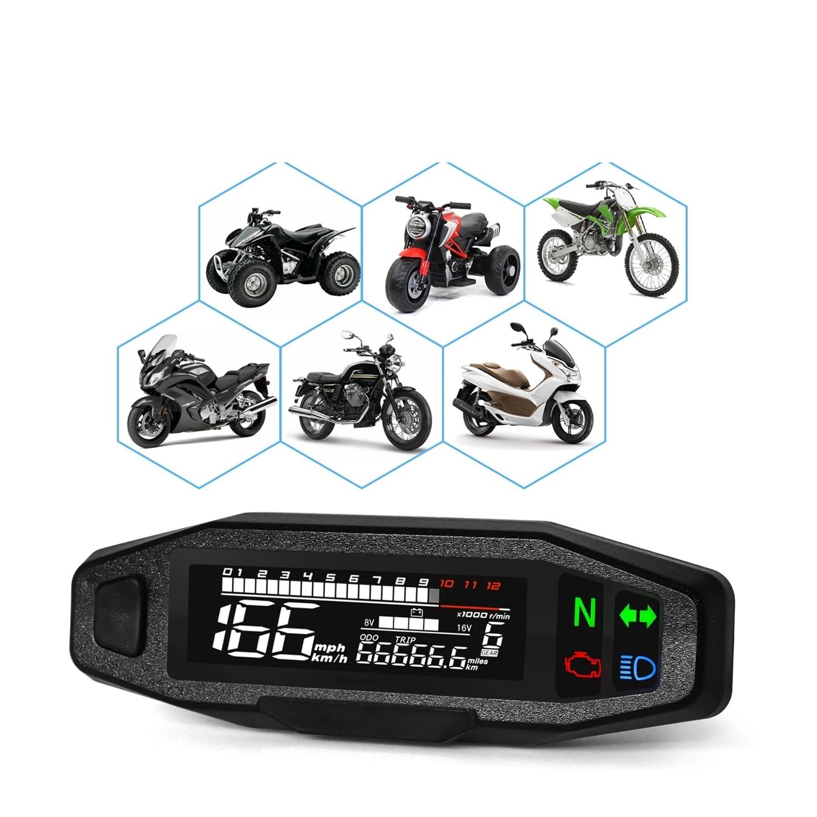 Tacómetro digital AD Universal para motocicletas, tacómetro digital de velocidad, panel de instrumentos, pantalla, soporte en Y (MT0069-M040)