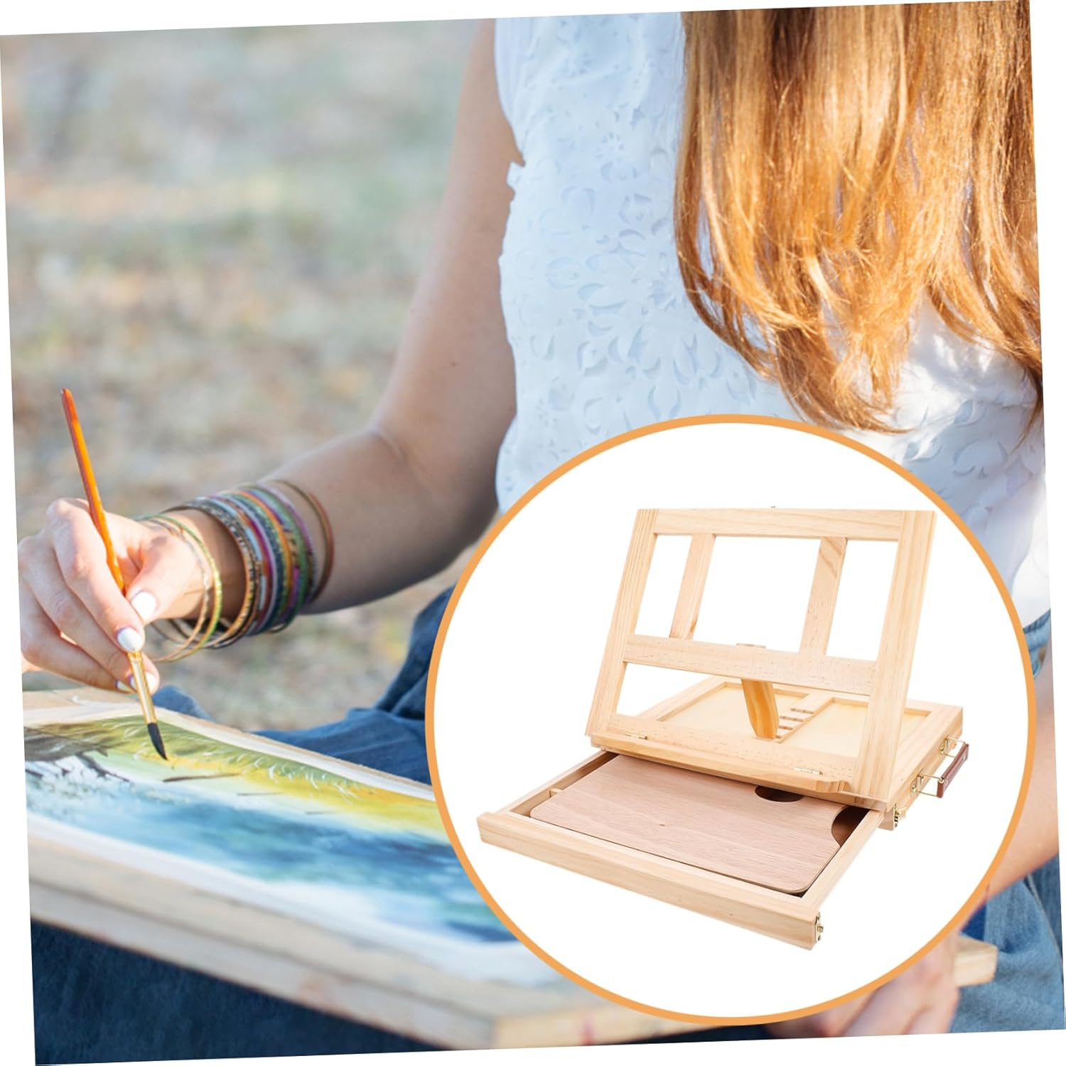 Wooden Painting Easel Photo Frame Bracket Stand Desktop Easel Portable Display Rack