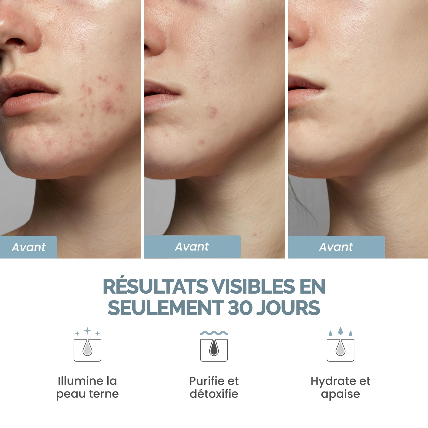PLANTIFIQUE Masque Coréen à l'Argile Volcanique et Mer Morte – Masque Visage avec Charbon, Acide Hyaluronique, Huile de Jojoba et Beurre de Karité – Purifie, Affine les Pores, Hydrate et Apaise, 110g