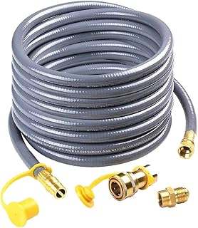GLOWYE 36 FT Propane Regulator Hose with 3/8 Female Flare Quick Connect Replacement for Most BBQ Gas Grill, Fire Pit, Patio Heater,Generator Gas Grill Low-Pressure Appliance with 3/8 Male Flare