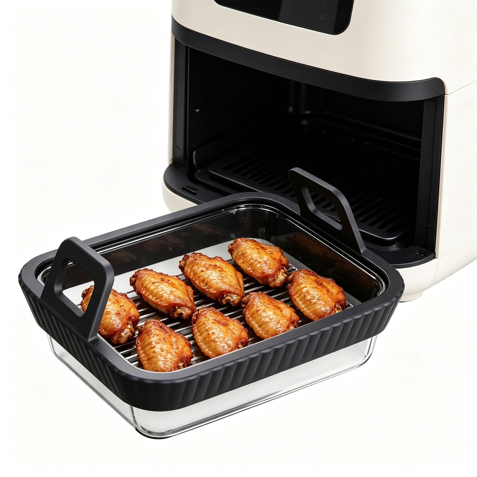 PANGBOER Ustensiles de Cuisine en Verre résistant à la, en Verre pour friteuse à Air, Four à Micro-Ondes et Stockage des Aliments, équipement de Cuisine