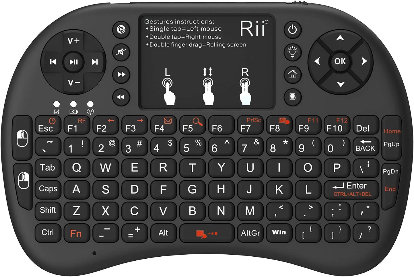 2.4GHz Mini Wireless Keyboard with Touchpad＆QWERTY Keyboard, Backlit Portable with Remote Control for Laptop/PC/Tablets/Windows/Mac/TV/Xbox/PS3/Raspberry Pi .(Black)