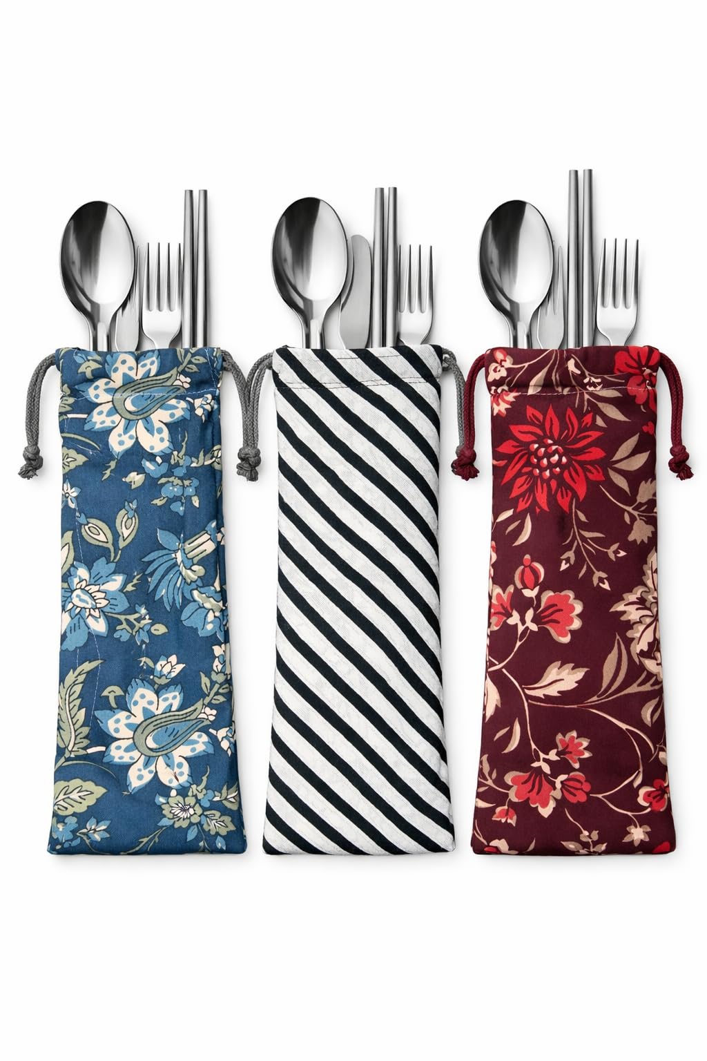 Fit Fork Spoon Storage for Home Drawstring Straw Storage Bag - Safety and Reusable Storage Box Case for Fork Spoon Straw Cutlery Kit (5Pcs)-image-21