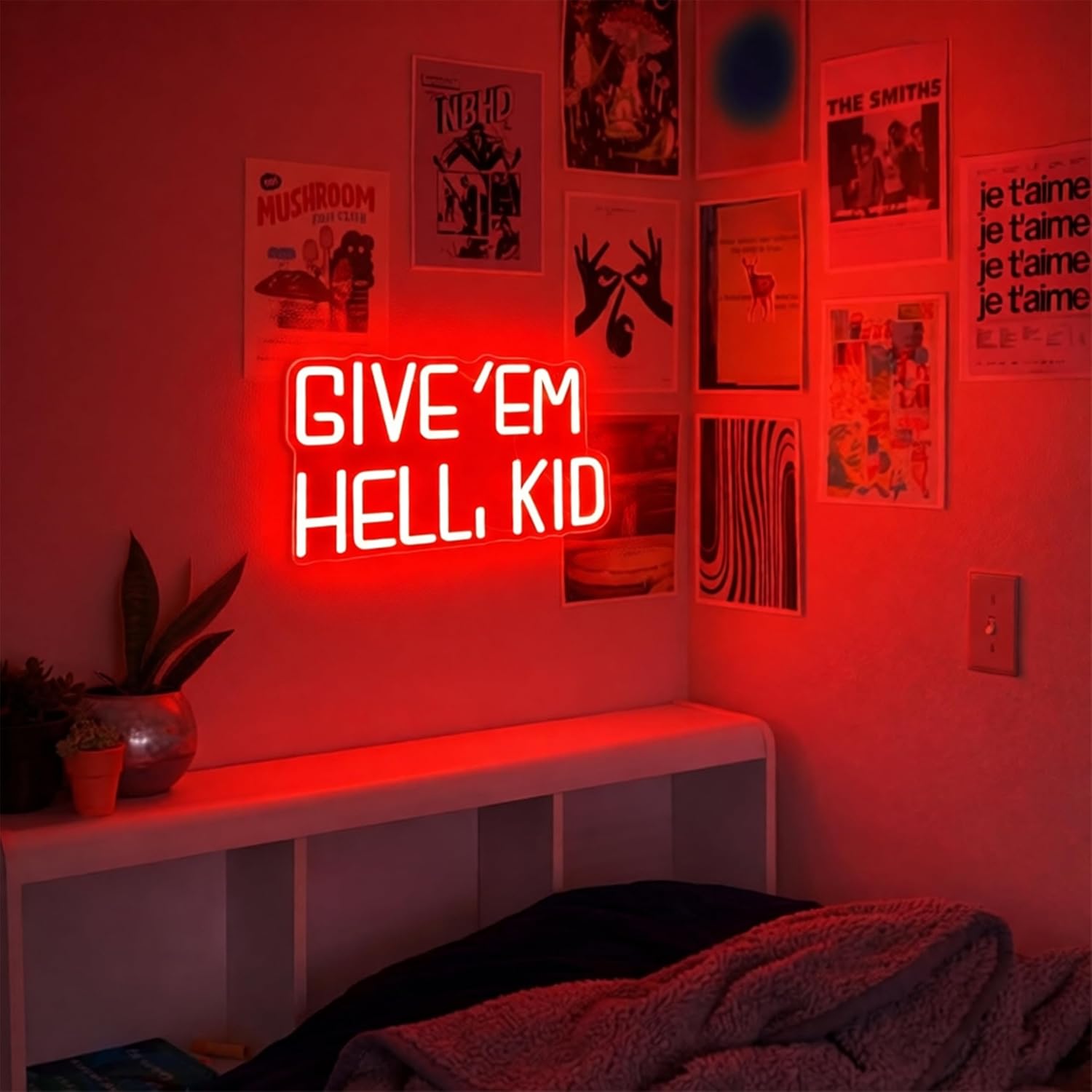 Red Rock Neon Sign for Wall Decor,LED Neon Lights for Bedroom,Punk Aesthetic Neon Wall Sign,Edgy Attitude Quote LED Sign for Man Cave,Game Room,Bar Decor 7.9x13.4 inches.