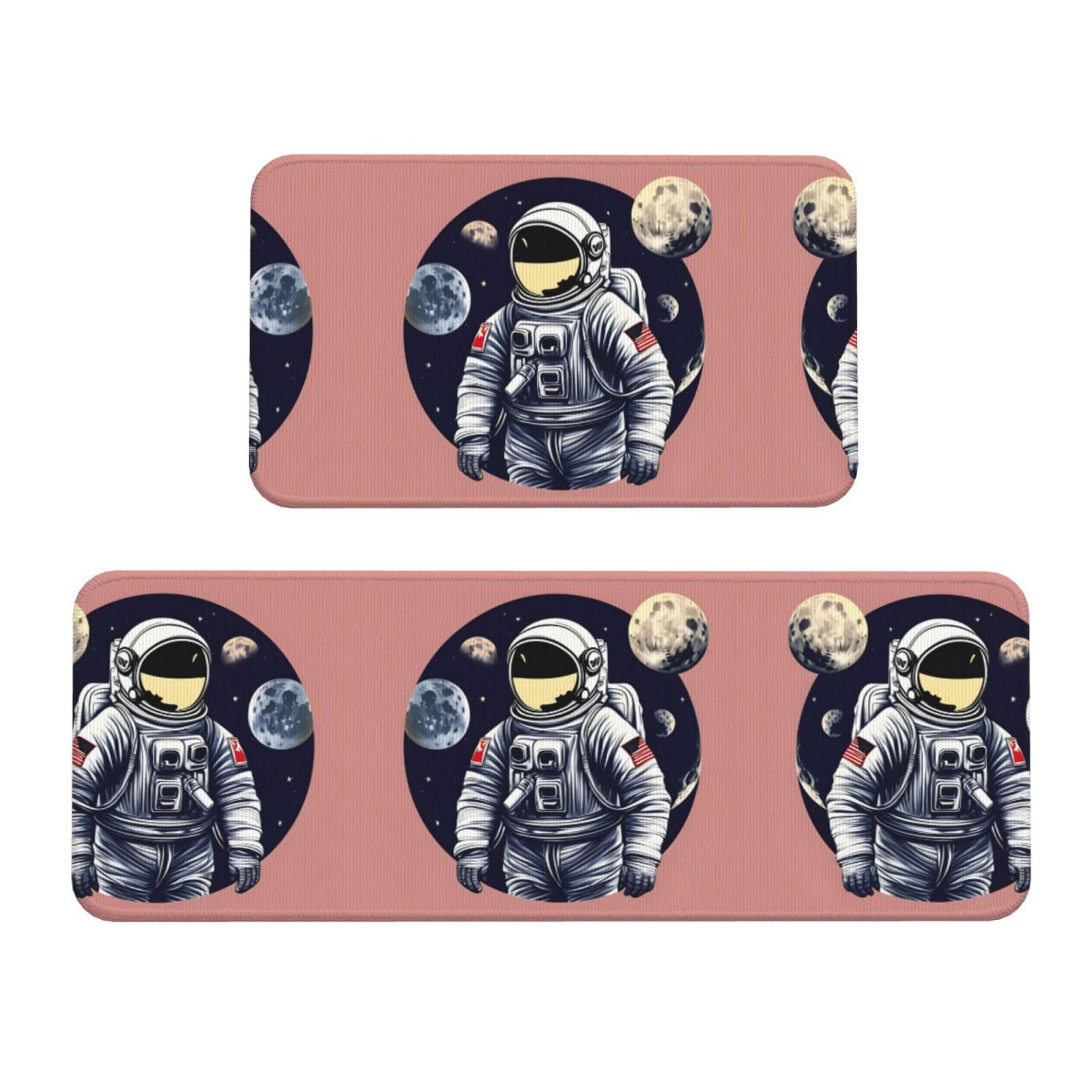 Tapis de sol cuisine astronaute en lot de 2 avec revêtement antidérapant haute densité