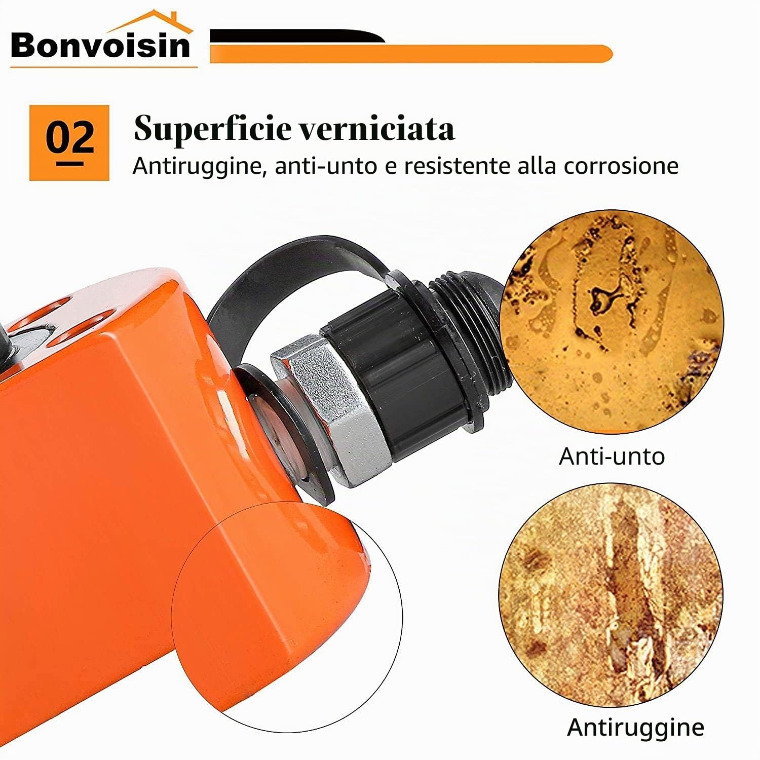 Bonvoisin DFPY-20T Martinetto Idraulico con Pompa CP-180 | Utilizzo Multidirezionale Per Tutti i Sollevamenti, Adatto a Spazi Ristretti, Per Lavori Industriali