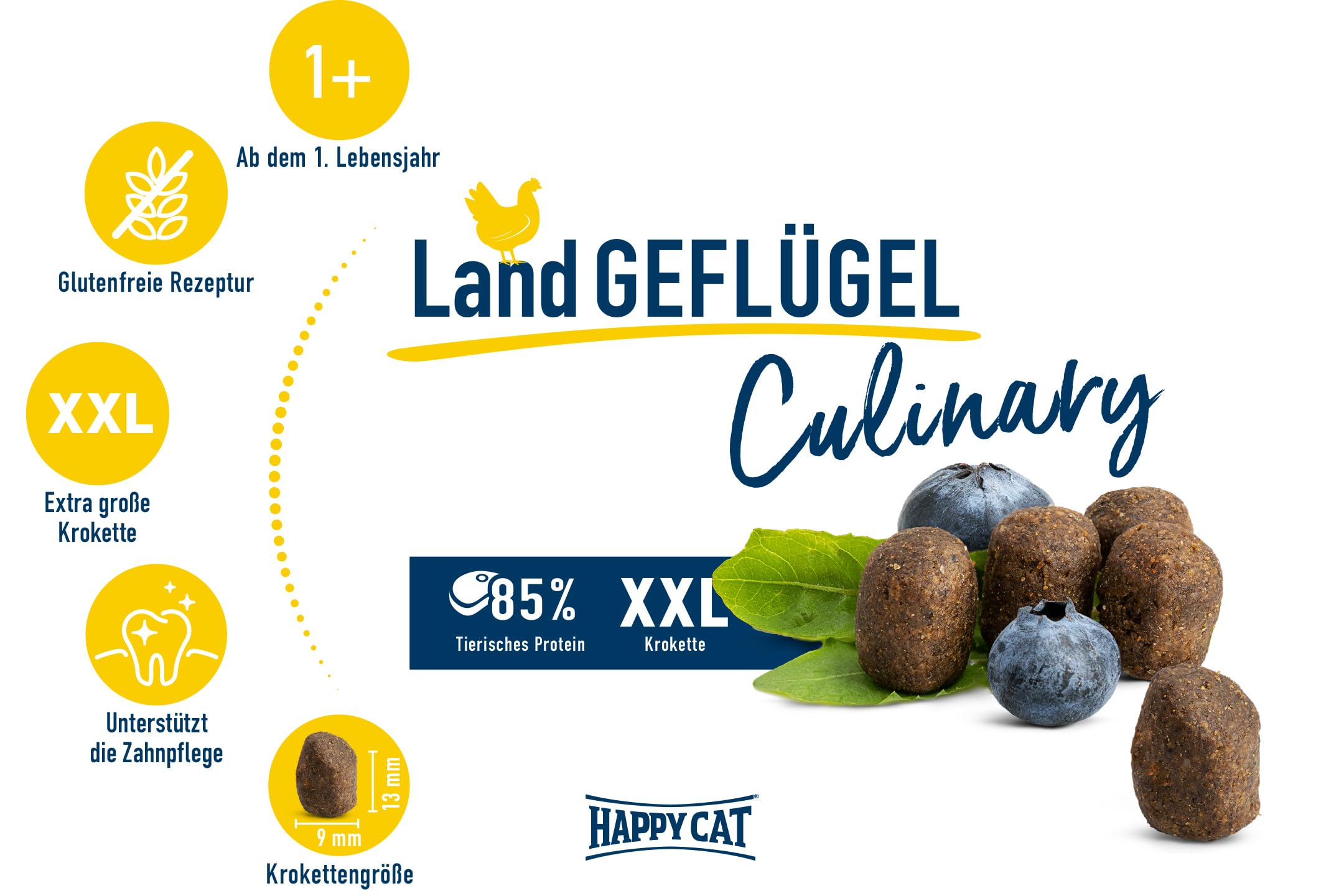 Happy Cat - Culinary Adult Land-Geflügel M - Trockenfutter für ausgewachsene Katzen & Kater 10 kg