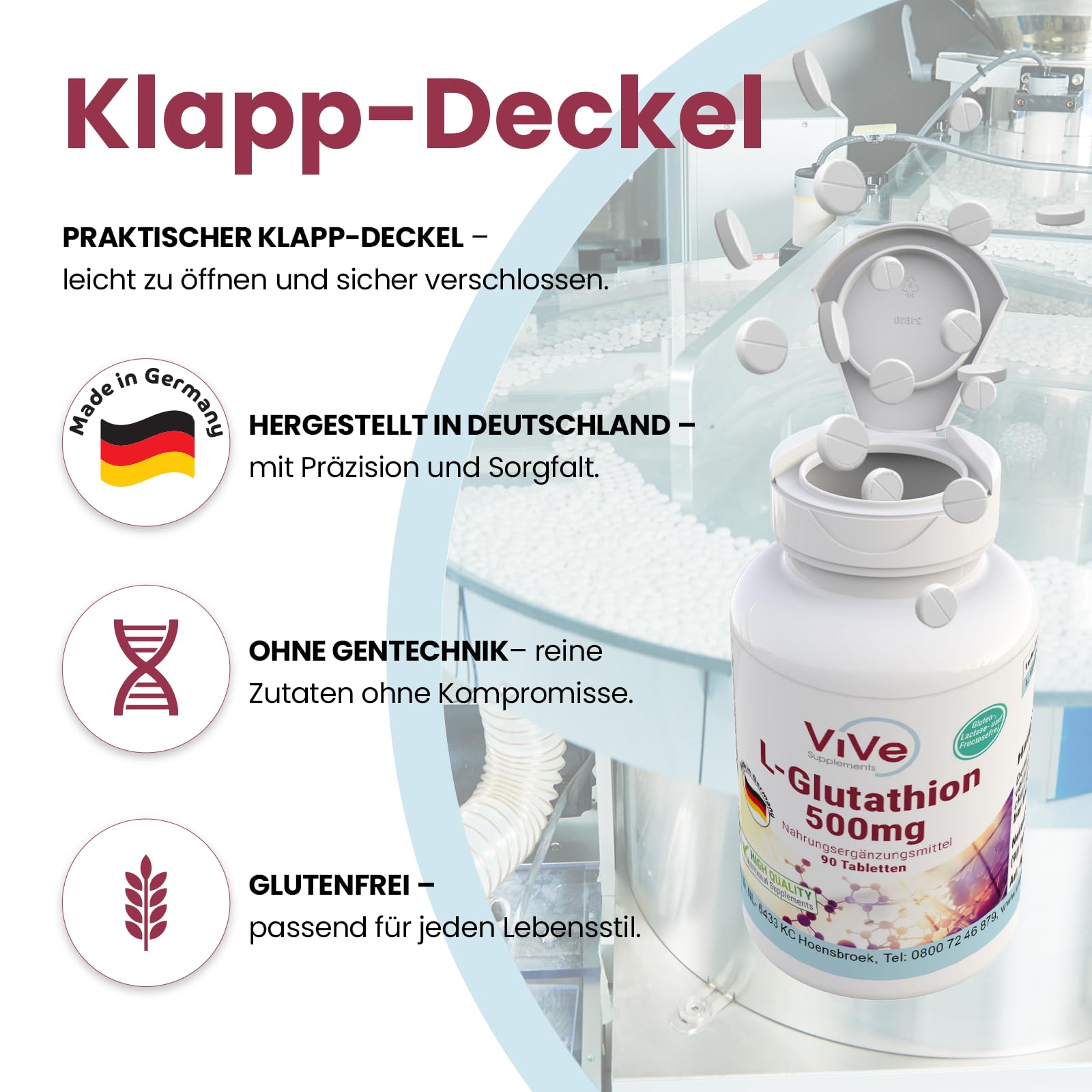 glutathione in german L-Glutathione 500 mg – Reduced – 90 Tablets – High Dose – Vegan Quality  from Germany ViVe Supplements : Amazon.de: Health & Personal Care