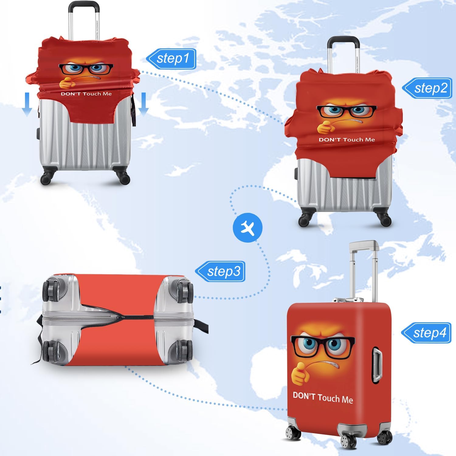 ANNA QUEEN Red Don't touch meTravel Luggage Cover Suitcase Protector Suitcase Cover Anti-Scratch,Stretchable Fit for 18-32Inch Luggage,Travel Bag Cover Washable XL(fits 29-32Inch suitcase)
