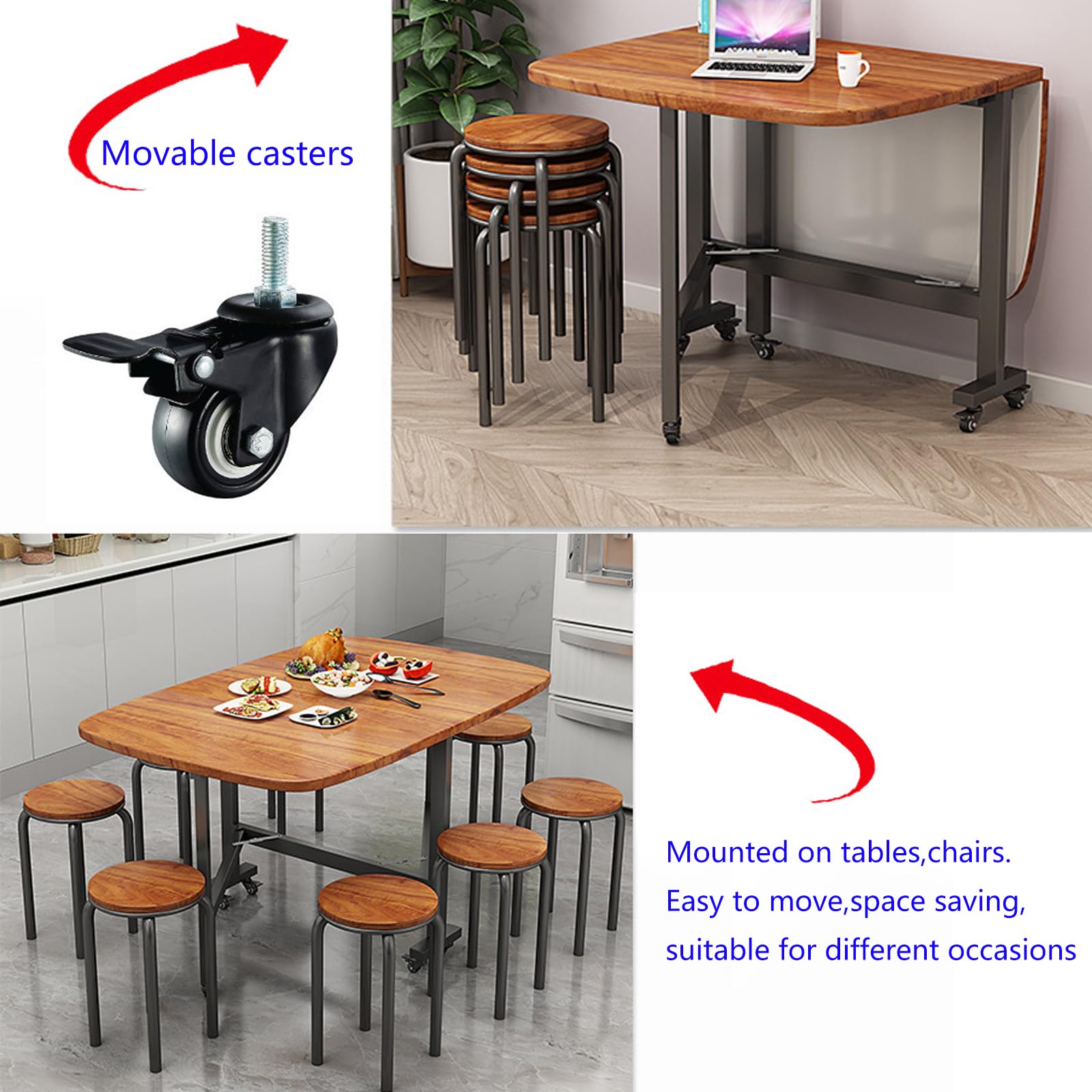 Schwerlast-Lenkrolle mit 3,8 cm Gewindestange, M8 x 25 Mutternabstandshalter, für Einkaufswagen, Werkbänke und Möbel (mit Bremse, 4)
