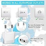 6 Adaptateur de prise de voyage européen Pack, US Adaptateur de prise vers l'Europe, convertisseur mural de type C pour l' Europe