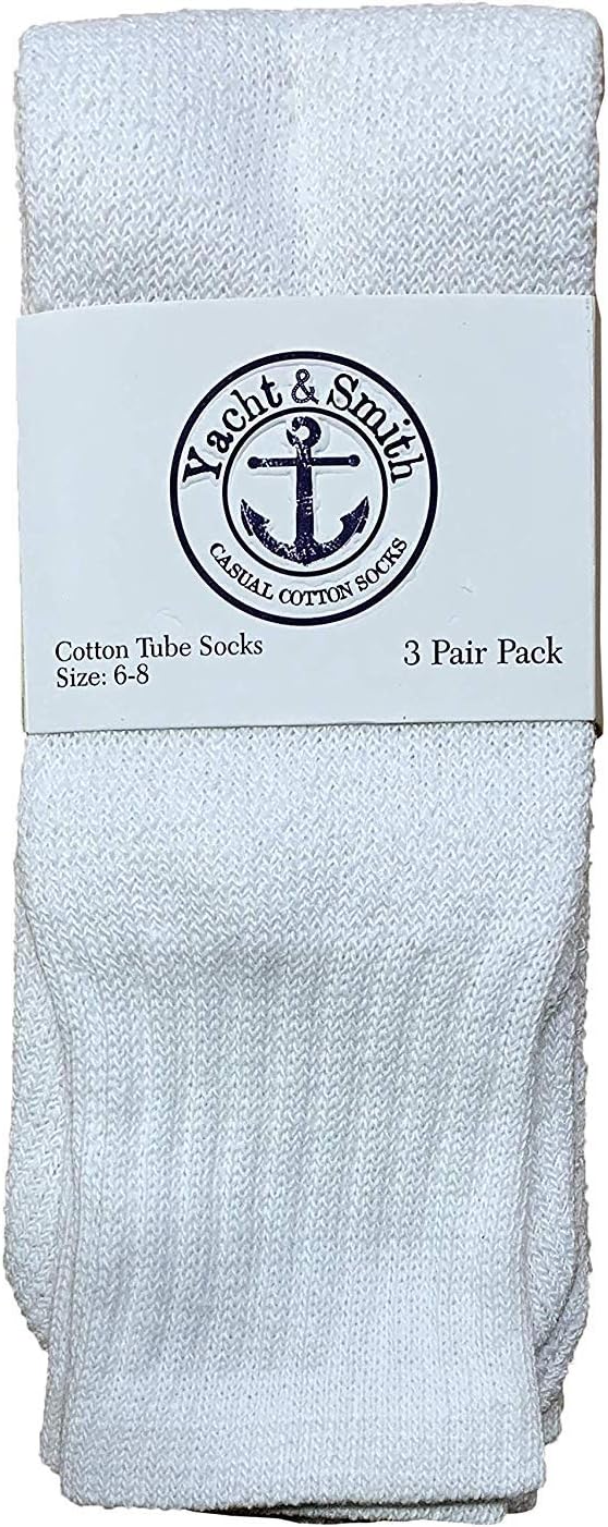 36 Pairs Of Yacht & Smith Wholesale Kids Tube Socks, Childrens Cotton Referee Sport Socks Size 6-8