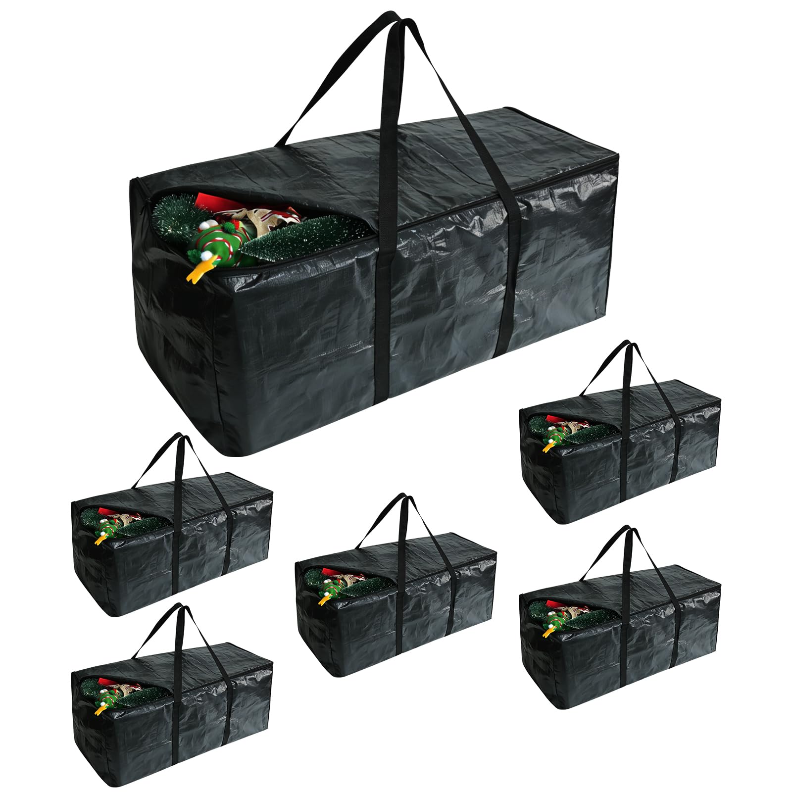 Demao Black Large Moving Bags-6 Pack Heavy Duty Storage Bag with Handles Zippers Foldable Moving Tote Storage Boxs