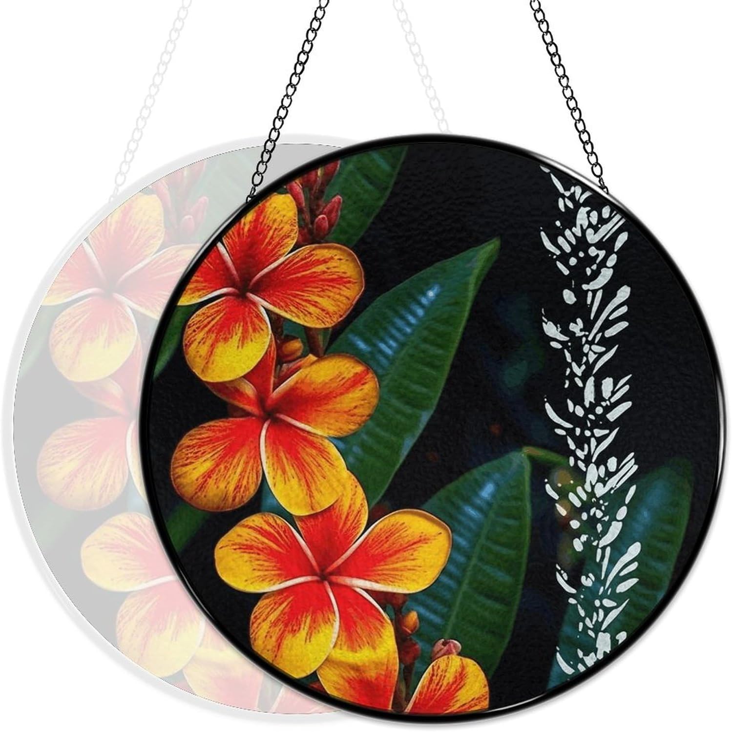 30x30cm Round Stained Glass Suncatcher for Window Hanging Decor with Chain