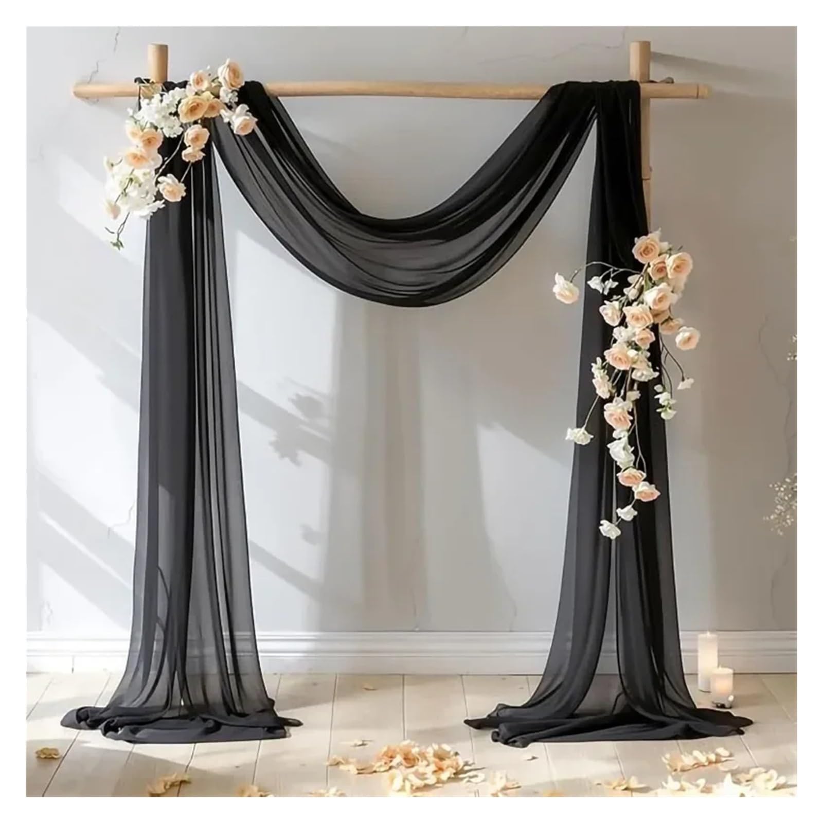 Drapierstoff für Hochzeit, durchscheinender Hintergrund für Brautzeremonie, Decke und Empfang, Dekoration (70 x 600 cm), elegante Veranstaltungsdekoration, 2 Stück