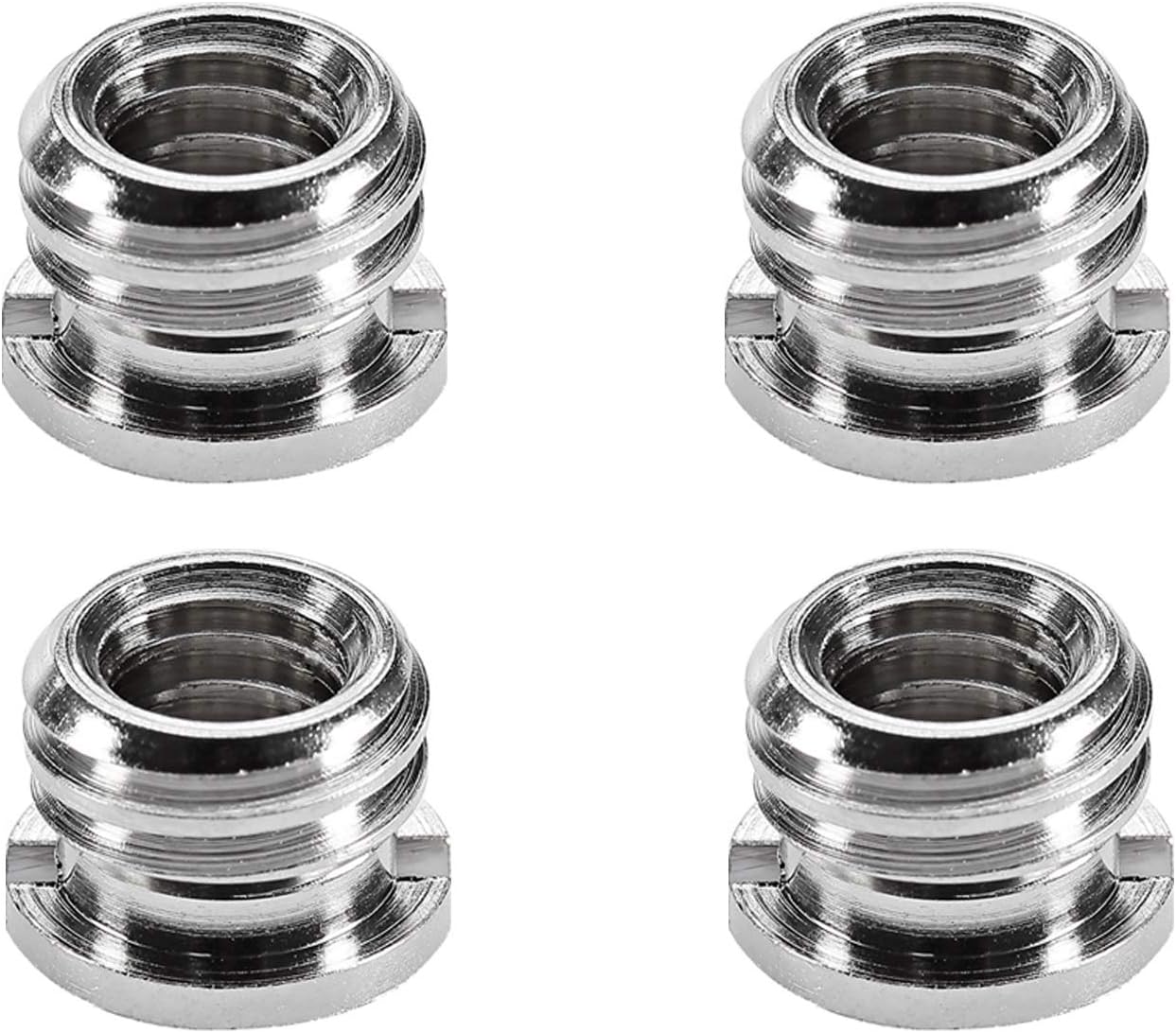 Standard 1/4"-20 Female to 3/8"-16 Male Screw Adapter Reducer Bushing Converter for DSLR Camera Camcorder Tripod Monopod Ball Head Ballhead Video Light Stand (4 Pieces)