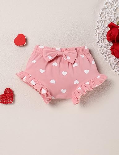 Miniatura 4 de My First Valentine's Day Outfit Baby Girl Love Ropa estampada para niñas recién nacidas con volantes y manga con volantes, color rojo, Rojo y rosado