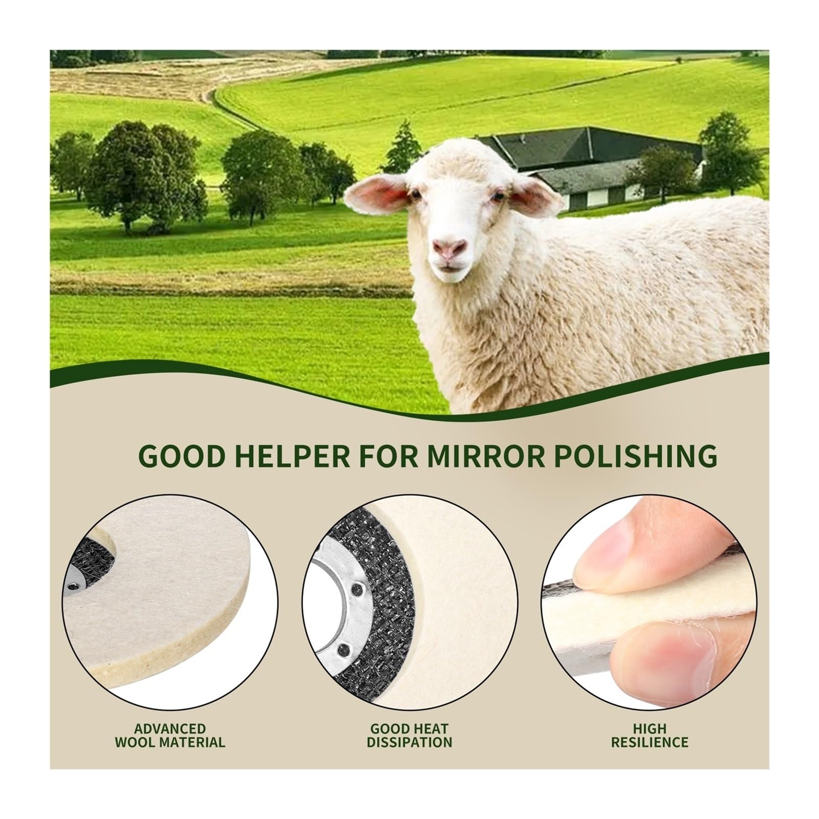 Tarcze polerskie z filcu wełnianego Wool Polishing Wheel Grinding Disc 5 Inches Angle Grinder Metal Glass Ceramic 2/5/10 Pcs(5pcs)