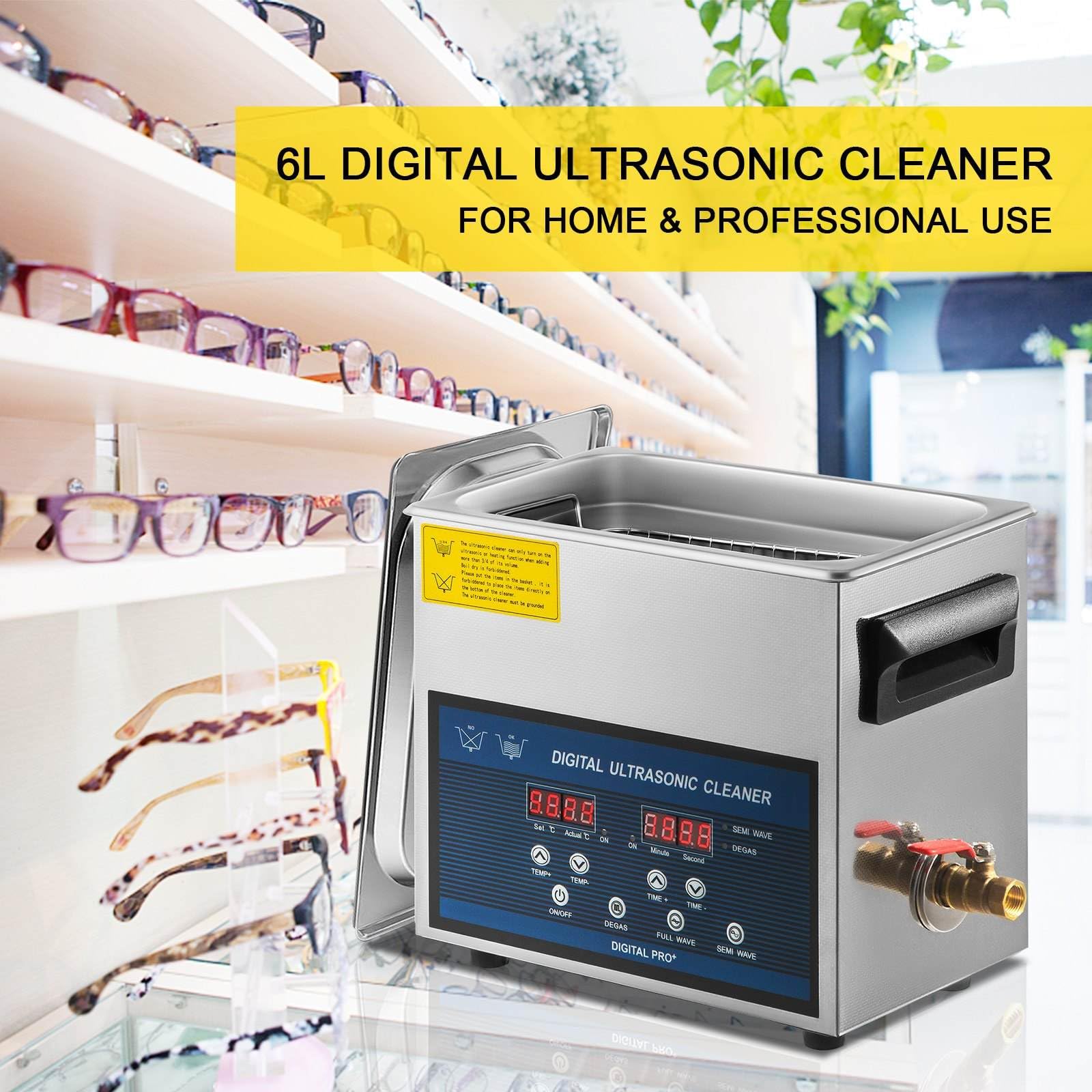 Ultraschallreiniger 6L Edelstahl mit LED-Display, 28/40kHz Zweifrequenz, Heizfunktion bis 80°C, Digitaler Reiniger für Heimwerk Profis