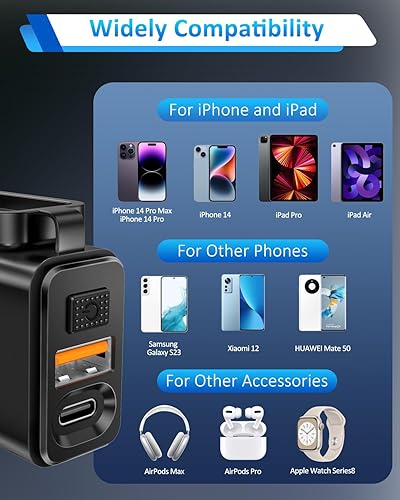 Miniatura 6 de Cargador de teléfono para motocicleta, carga rápida USB dual 3.0 tipo C PD con interruptor de encendido/apagado, impermeable, desconexión rápida,