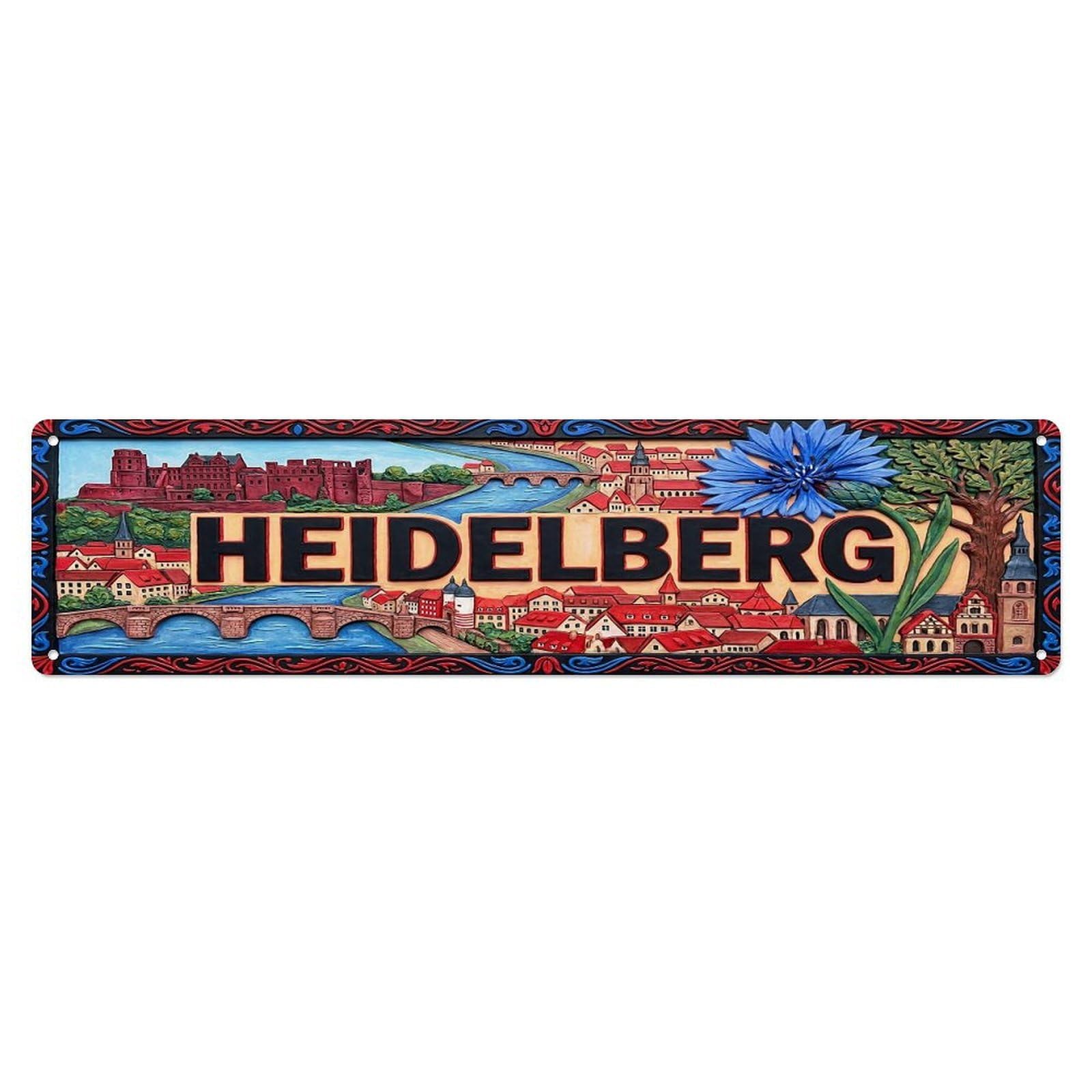 Gead 4X16inch Style Vintage Heidelberg Germany Flag Pattern Metal Tin Sign
