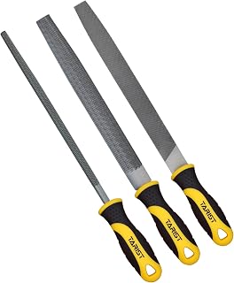 TARIST 3-Piece 8-Inch Professional Carbon Steel Metal File Set - Flat, Half-Round, Round Files for Wood, Metal & More