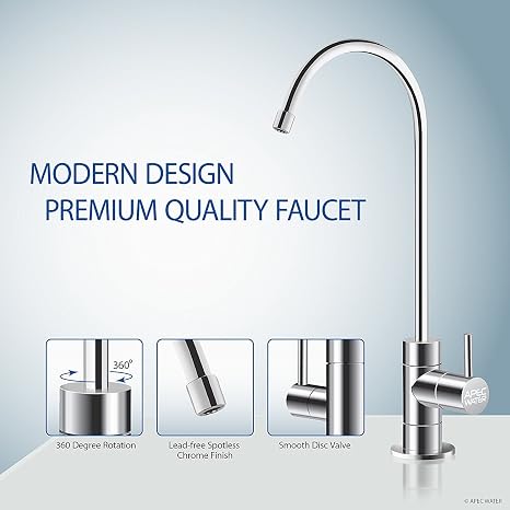 APEC Water Systems RO-90 Ultimate Series Top Tier Supreme Certified High Output 90 GPD Ultra Safe Reverse Osmosis Drinking Water Filter System, Chrome Faucet | ICEMAKER-KIT-38-14-RO-A Ice Maker Installation Kit