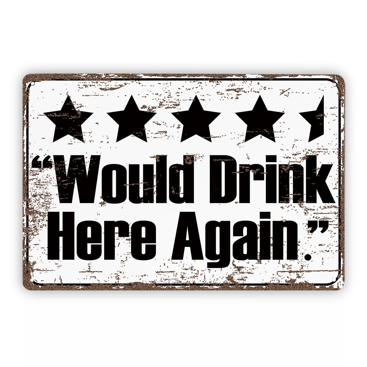 peiyeety Funny Bar Signs, Would Drink Here Again Sign, Wine Bar Decoration, Drink Review Sign, Vintage Metal Tin Signs, Vintage Home Decor for Kitchen, Pub Decor, Bartender Gift 12x8 Inches