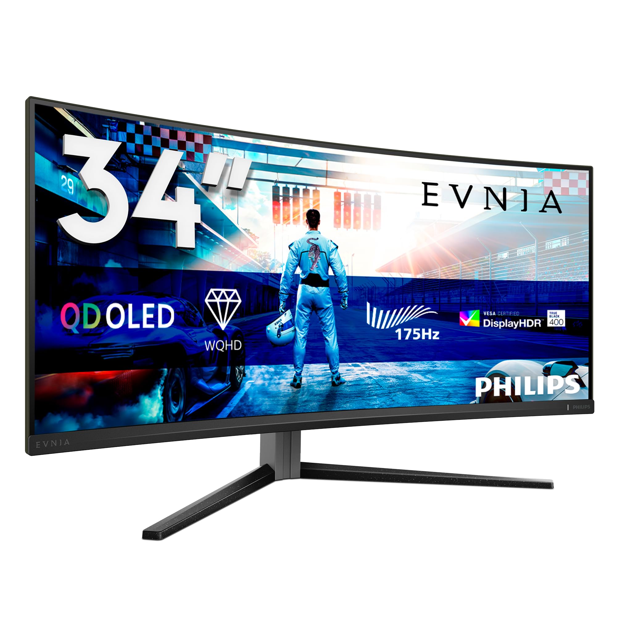 Philips 34M2C6500/00 34"" Widescreen Qd Oled Dark Slate Curved Monitor 3440X1440/
