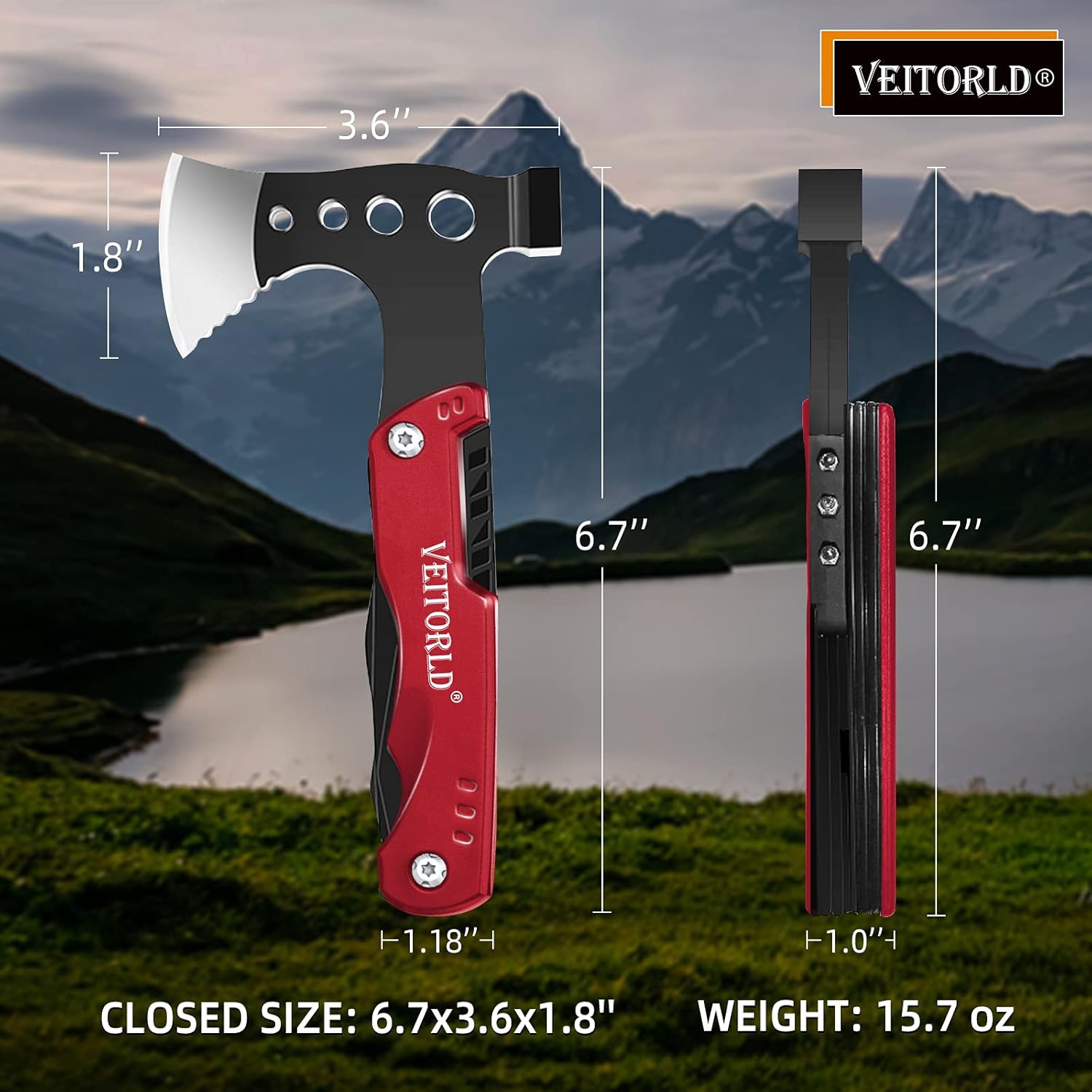 VEITORLD Survival Tools Axe Hammer Multitool, Stocking Stuffers for Men, Cool Gadgets, Mens Gifts for Christmas, Dad Gifts for Men Who Have Everything, Hiking Hunting Gifts for Him Husband Boyfriend
