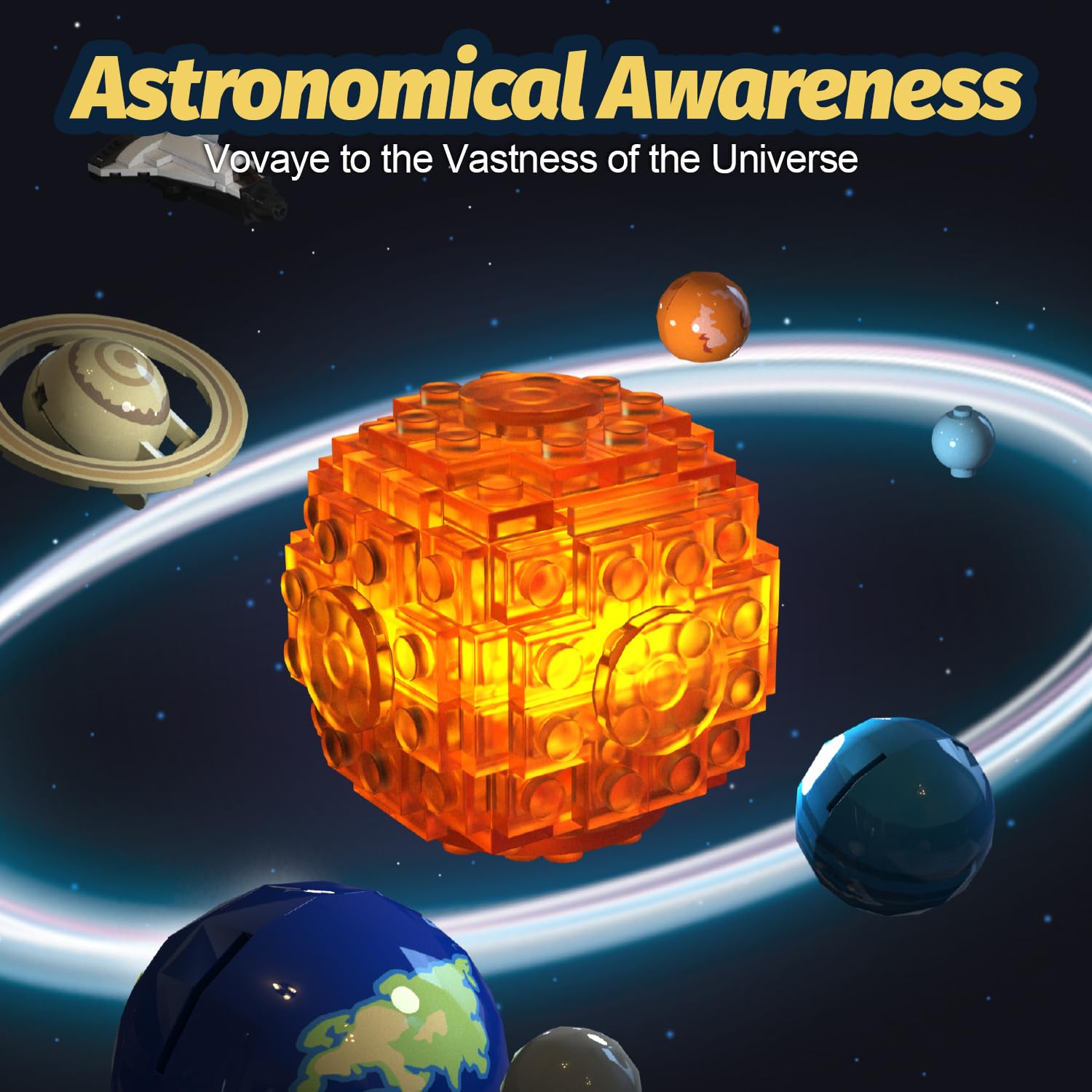 Solar System Building Sets，Compatible with Lego Space, Rotatable Planet Toys for Boys Age 8-12 with 9 Planets & Rocket Sets,Solar System for Kids,Gifts for Boys & Girls Age 8-14 Years Old，775 PCS