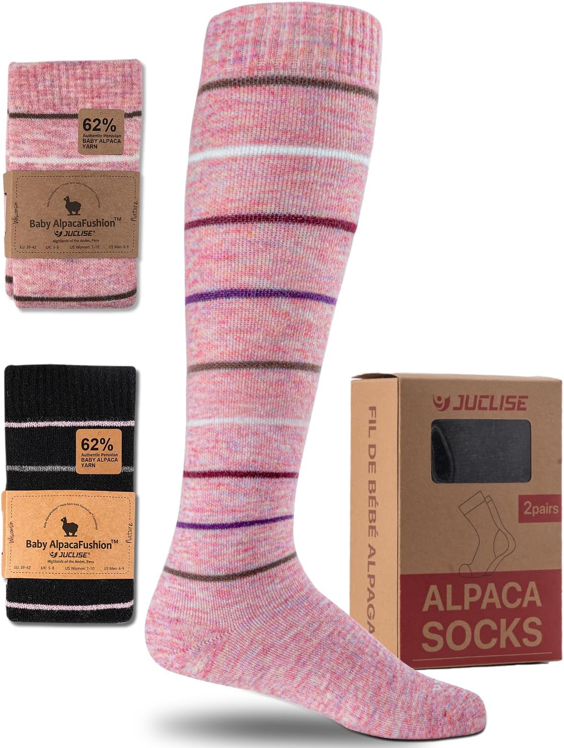 Alpaca Wool Heavyweight 15-25 mmHg Knee High Compression Support Socks Thick Winter Thermal Warm Soft Travel Flying