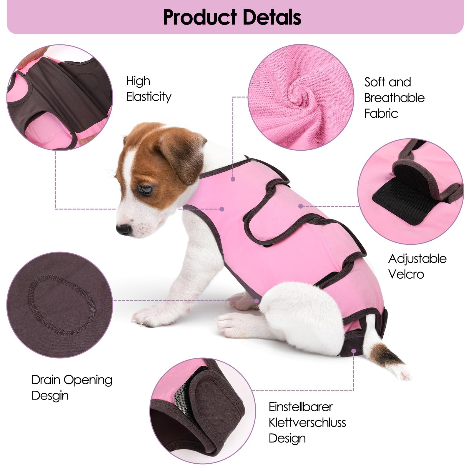 ASENKU Body Post Operatorio Cane Femmina Tutina Recupero Cane per Ferite Pigiama per Cani Protezione Postoperatoria Vestito Cane Colletto Alternativo Dopo l'intervento Chirurgico