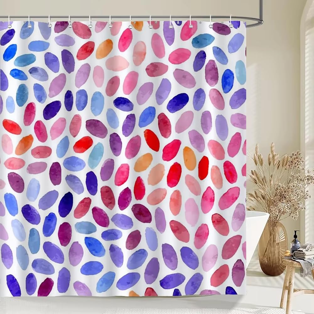 KELAIMI Colorful Geometric Shower Curtain,Modern Simple Bathroom Curtains,Aesthetic Contemporary Quick-Dry Bathtub Curtains with Hooks Style 1 200X240Cm