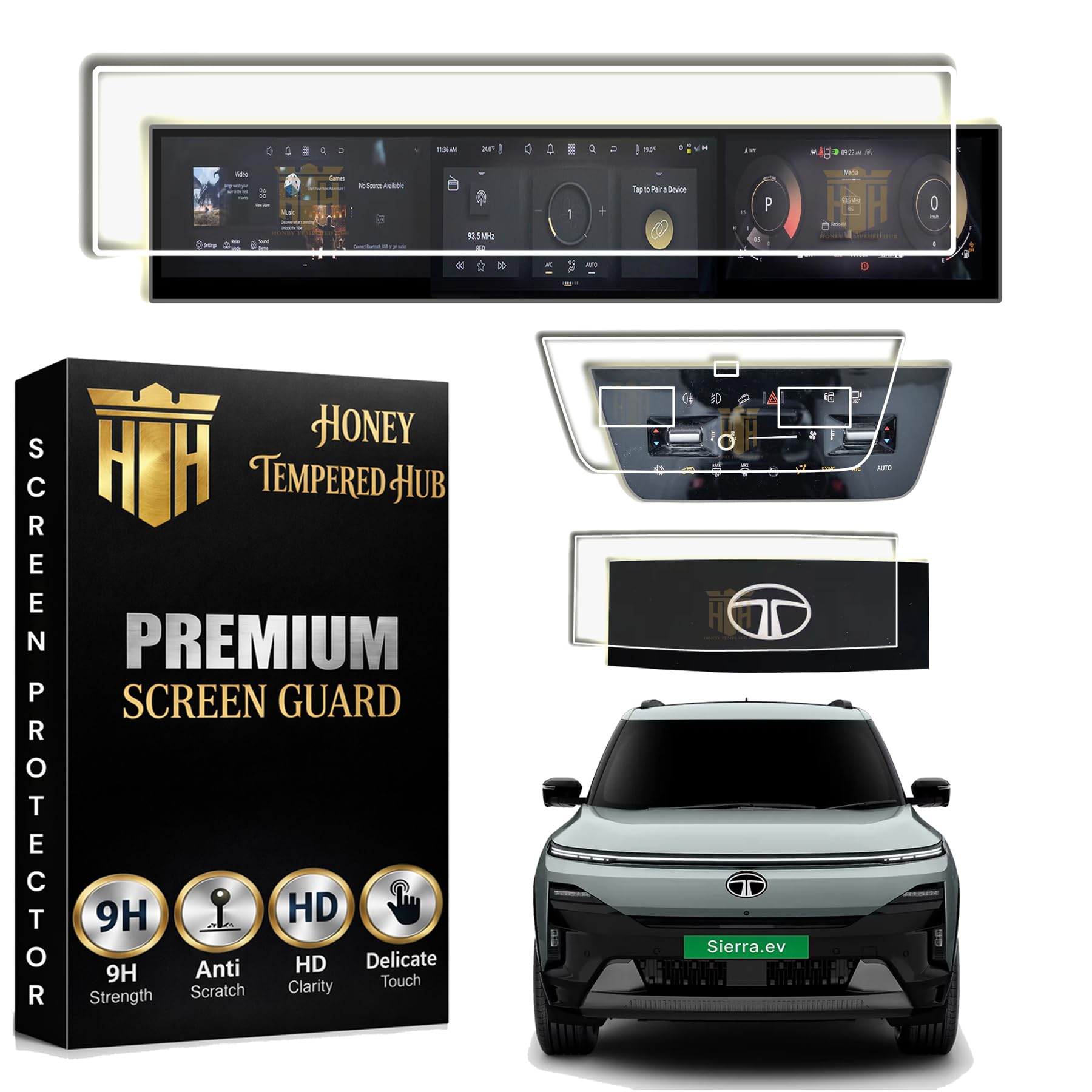 Screen Guard For NEW TATA SIERRA EV 2026 / 12.33 INCH INFOTAINMENT + INSTRUMENT CLUSTER + AC VENT + STEERING GUARD /Anti Scratch / Anti Fingerprint / sierraev2026 Car Display Accessories [Not Tempered Glass]-image-28