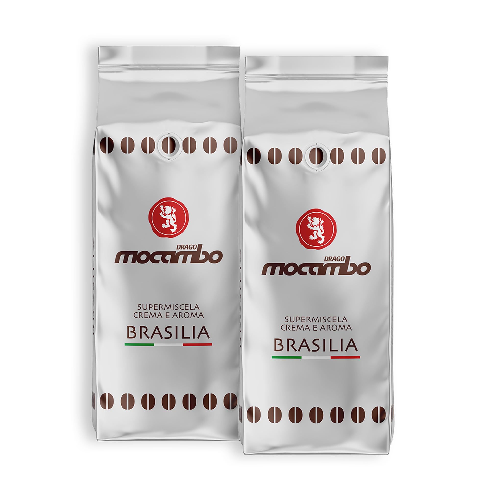 Mocambo Brasilia, Silber,ganze Bohne, Menge:2kg (2er Pack) + Espressotasse doppelwandig