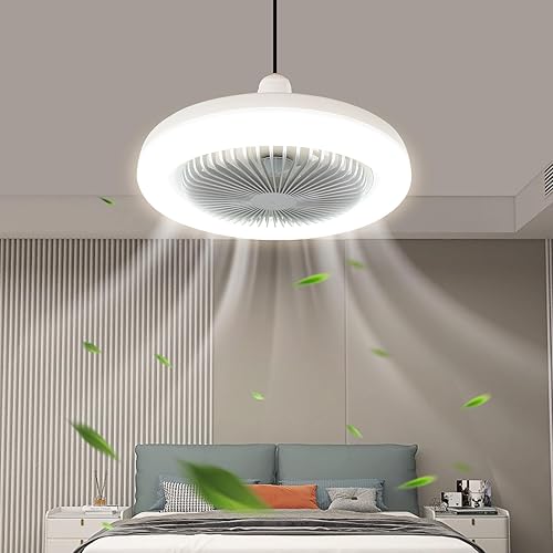 Miniatura 1 de Tobargar Ventilador de techo con luz y control remoto, ventilador de bombilla de 10 pulgadas, 3 velocidades de ventilador, 3 ajustes de luz para