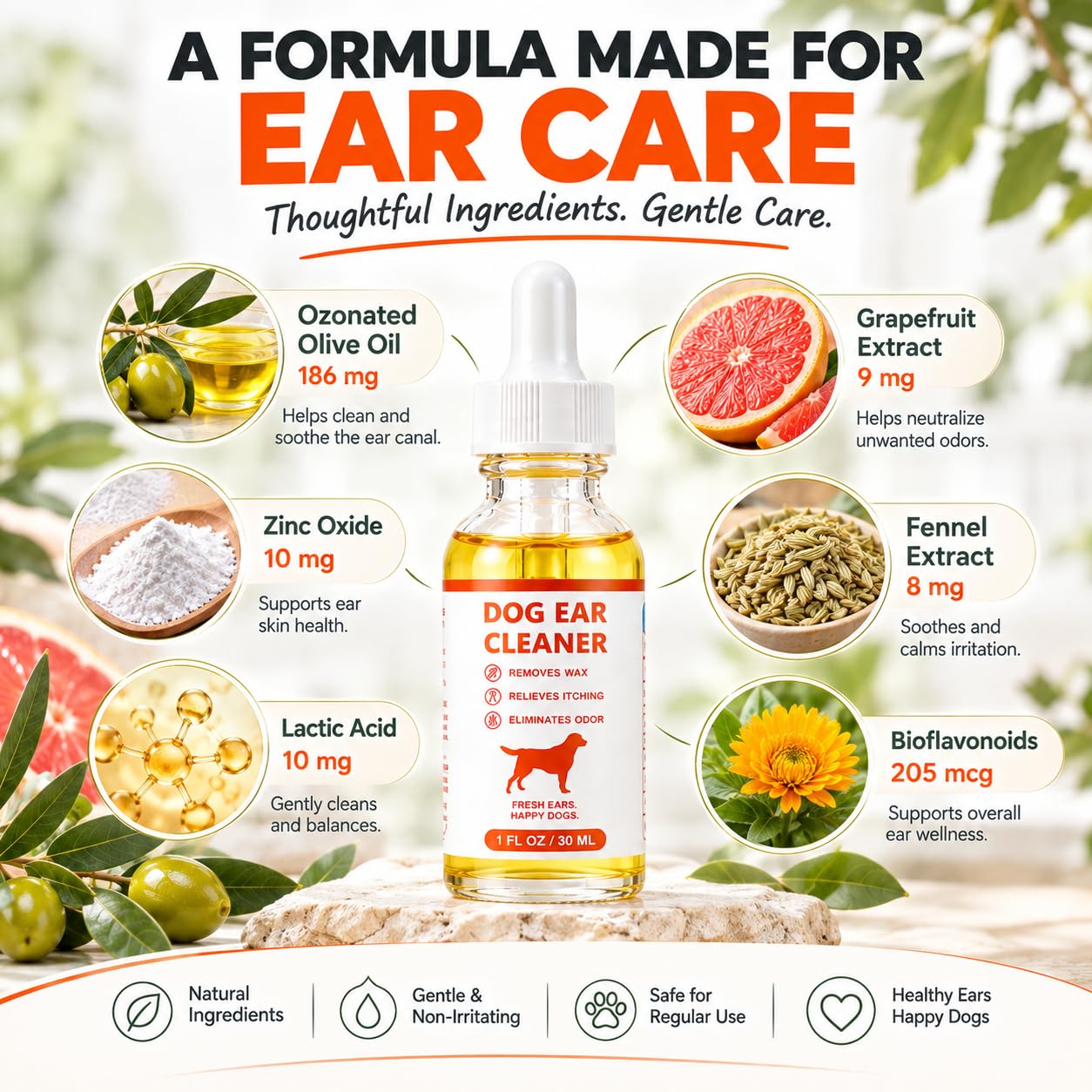 Upgraded Dog Ear Cleaner, Gentle Ear Solution for Dogs with Dropper, Removes Ear Wax, Dirt & Odor, Helps Relieve Itchy Ears, Non-Stinging Ear Cleaner for Puppies & Adult Dogs - Image 3