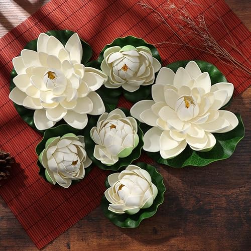 Miniatura 3 de Healifty Espuma flotante artificial de loto, plantas de agua de simulación, almohadilla de lirio para patio, estanque, piscina, decoración de